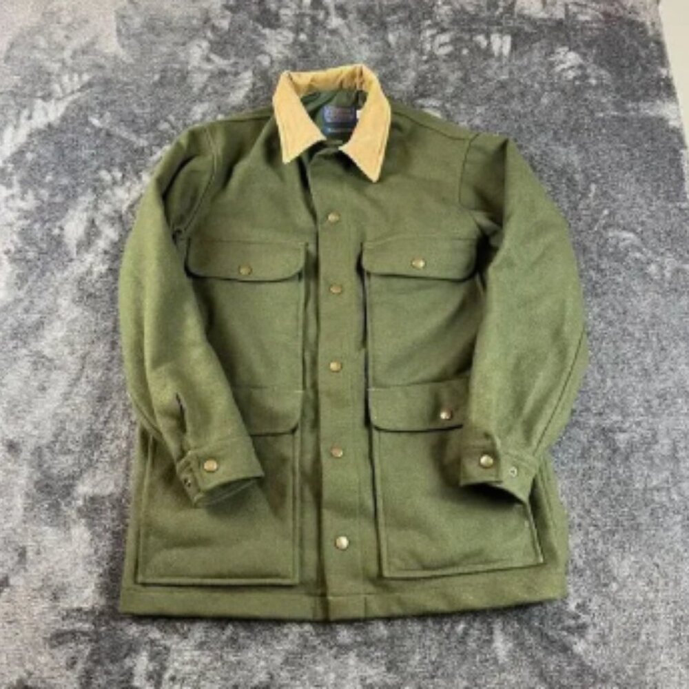 Pendleton Wool Barn Chore Hunting Green Corduroy Jacket Pockets Men's M*